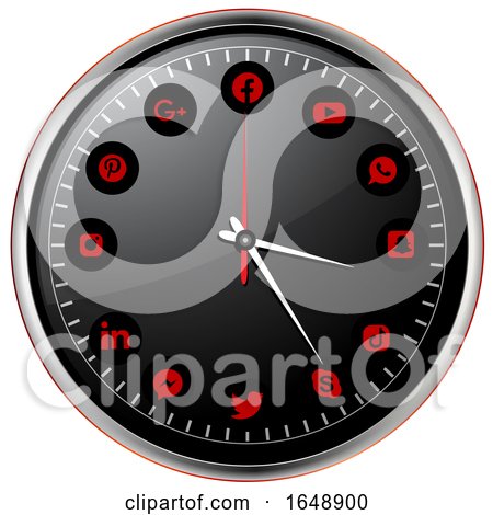 Black Social Media Icon Clock by elaineitalia