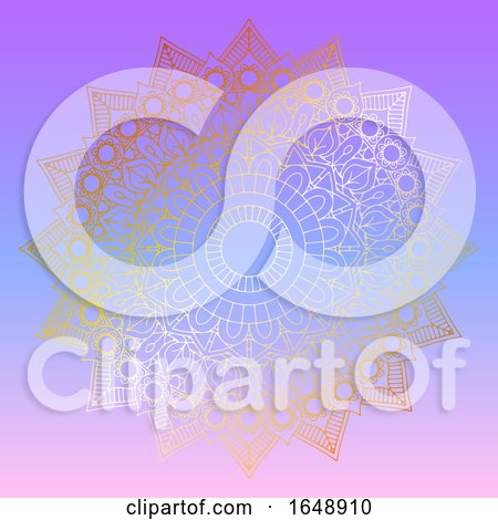 Golden Mandala Design on Pastel Gradient Background by KJ Pargeter