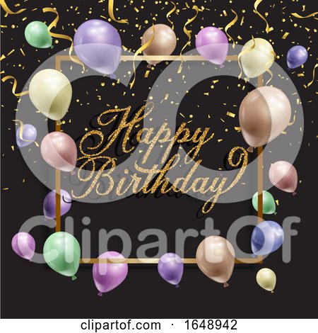 Birthday Background with Balloons and Confetti by KJ Pargeter
