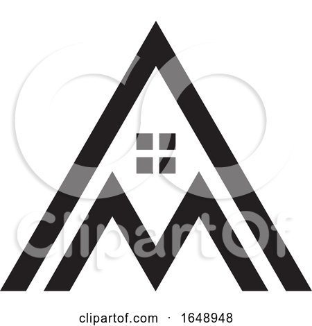 Black and White Letter M House Mountain Icon by Lal Perera