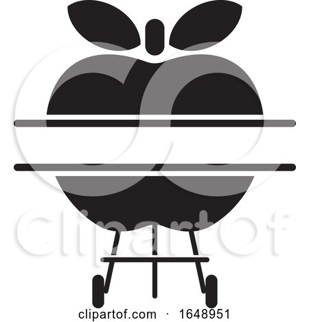 Black and White Apple BBQ Grill Icon by Lal Perera