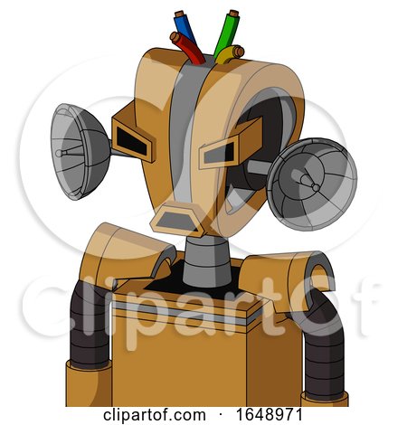 Yellowish Droid with Droid Head and Sad Mouth and Angry Eyes and Wire Hair by Leo Blanchette