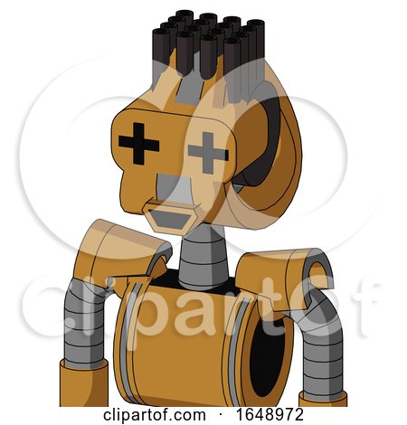 Yellowish Droid with Droid Head and Happy Mouth and Plus Sign Eyes and Pipe Hair by Leo Blanchette