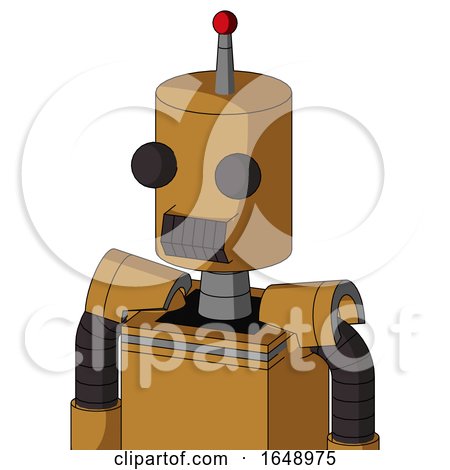 Yellowish Droid with Cylinder Head and Dark Tooth Mouth and Two Eyes and Single Led Antenna by Leo Blanchette