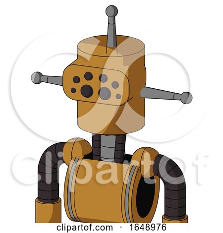 Yellowish Droid with Cylinder Head and Bug Eyes and Single Antenna by Leo Blanchette