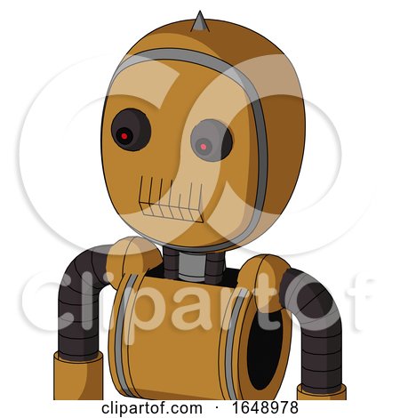Yellowish Droid with Bubble Head and Toothy Mouth and Red Eyed and Spike Tip by Leo Blanchette