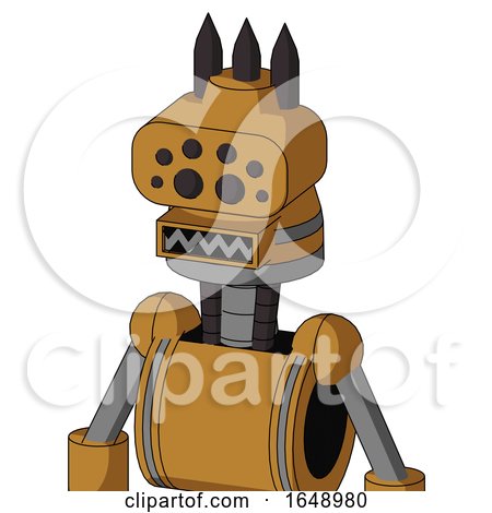 Yellowish Droid with Cone Head and Square Mouth and Bug Eyes and Three Dark Spikes by Leo Blanchette