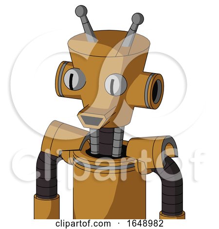Yellowish Droid with Cylinder-Conic Head and Happy Mouth and Two Eyes and Double Antenna by Leo Blanchette