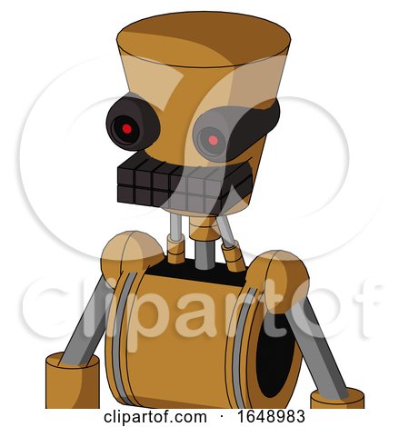 Yellowish Droid with Cylinder-Conic Head and Keyboard Mouth and Black Glowing Red Eyes by Leo Blanchette