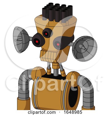 Yellowish Droid with Cylinder-Conic Head and Toothy Mouth and Three-Eyed and Pipe Hair by Leo Blanchette