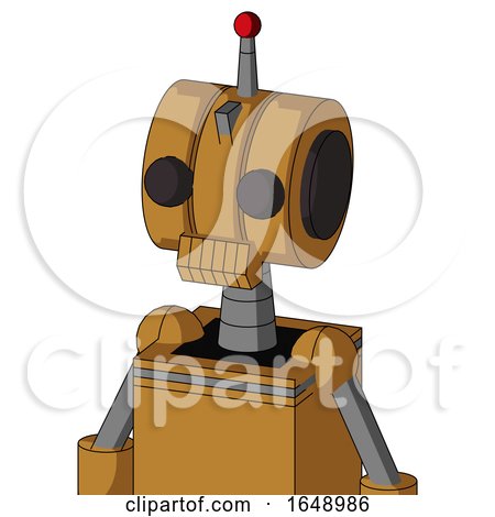 Yellowish Droid with Multi-Toroid Head and Toothy Mouth and Two Eyes and Single Led Antenna by Leo Blanchette