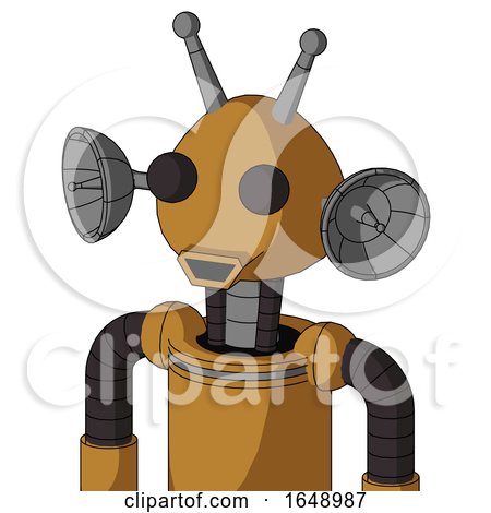 Yellowish Droid with Rounded Head and Happy Mouth and Two Eyes and Double Antenna by Leo Blanchette