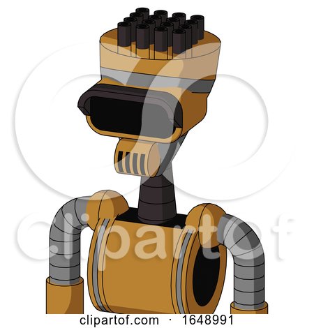 Yellowish Droid with Vase Head and Speakers Mouth and Black Visor Eye and Pipe Hair by Leo Blanchette