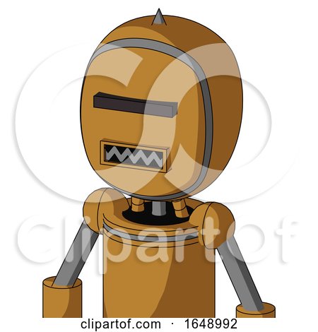 Yellowish Droid with Bubble Head and Square Mouth and Black Visor Cyclops and Spike Tip by Leo Blanchette