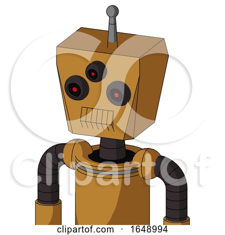 Yellowish Droid with Box Head and Toothy Mouth and Three-Eyed and Single Antenna by Leo Blanchette