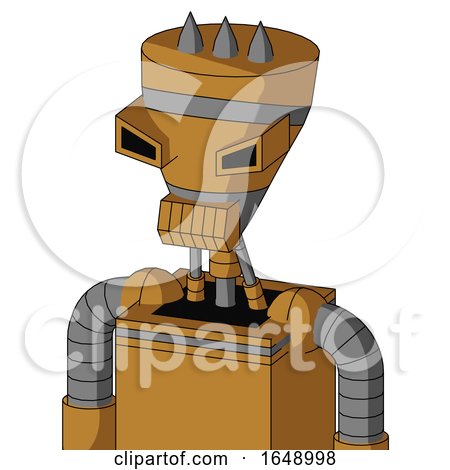 Yellowish Droid with Vase Head and Toothy Mouth and Angry Eyes and Three Spiked by Leo Blanchette