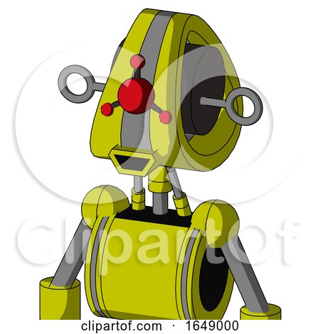 Yellow Robot with Droid Head and Happy Mouth and Cyclops Compound Eyes by Leo Blanchette