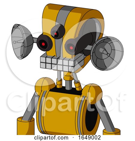 Yellow Robot with Droid Head and Keyboard Mouth and Three-Eyed by Leo Blanchette
