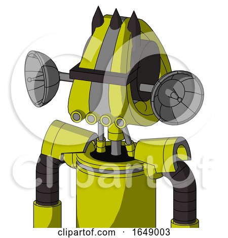 Yellow Robot with Droid Head and Pipes Mouth and Black Visor Cyclops and Three Dark Spikes by Leo Blanchette