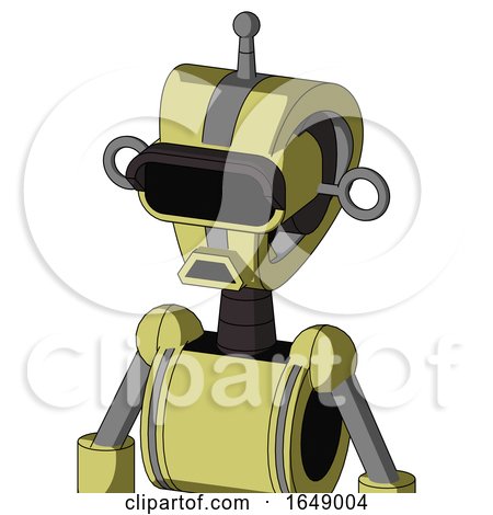 Yellow Robot with Droid Head and Sad Mouth and Black Visor Eye and Single Antenna by Leo Blanchette