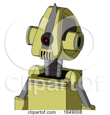 Yellow Robot with Droid Head and Speakers Mouth and Black Cyclops Eye and Spike Tip by Leo Blanchette