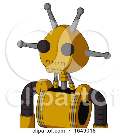Yellow Robot with Rounded Head and Toothy Mouth and Two Eyes and Double Antenna by Leo Blanchette