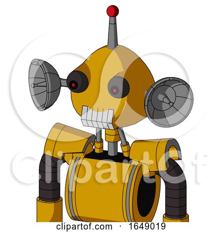 Yellow Robot with Rounded Head and Teeth Mouth and Red Eyed and Single Led Antenna by Leo Blanchette