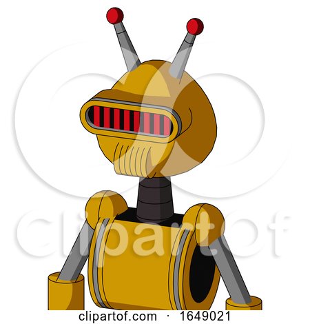 Yellow Robot with Rounded Head and Speakers Mouth and Visor Eye and Double Led Antenna by Leo Blanchette