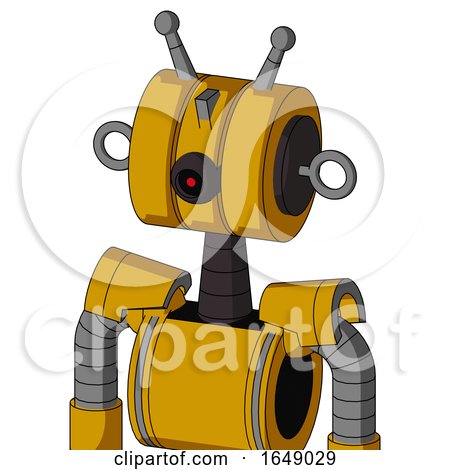 Yellow Robot with Multi-Toroid Head and Black Cyclops Eye and Double Antenna by Leo Blanchette