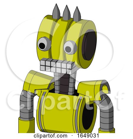 Yellow Robot with Multi-Toroid Head and Keyboard Mouth and Two Eyes and Three Spiked by Leo Blanchette
