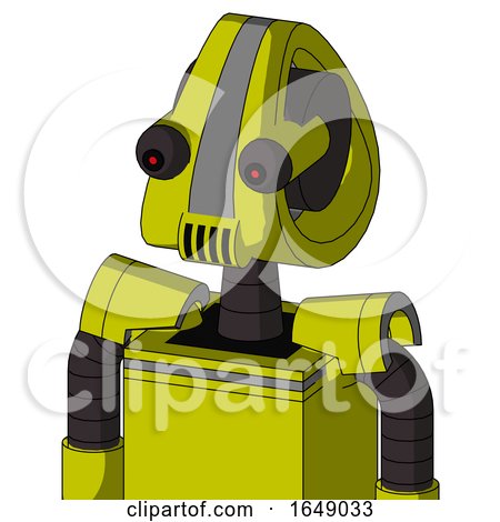 Yellow Robot with Droid Head and Speakers Mouth and Red Eyed by Leo Blanchette
