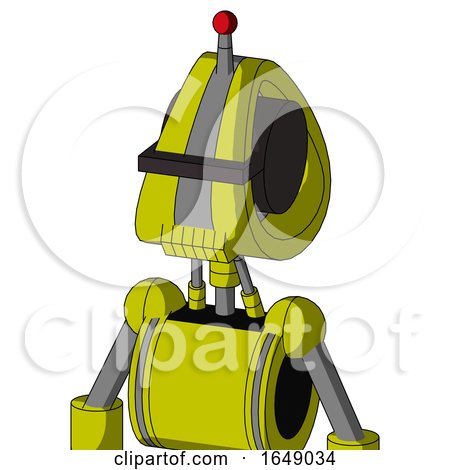 Yellow Robot with Droid Head and Toothy Mouth and Black Visor Cyclops and Single Led Antenna by Leo Blanchette