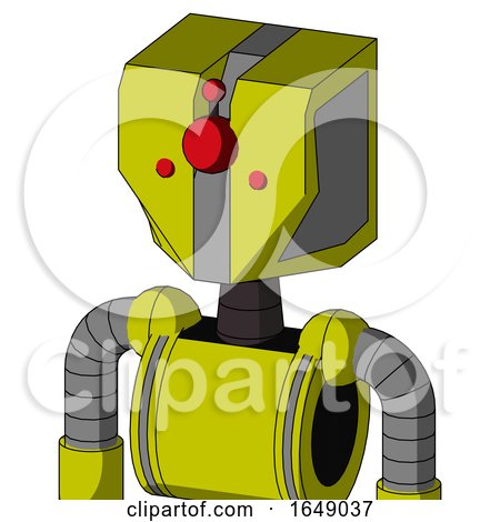 Yellow Robot with Mechanical Head and Cyclops Compound Eyes by Leo Blanchette