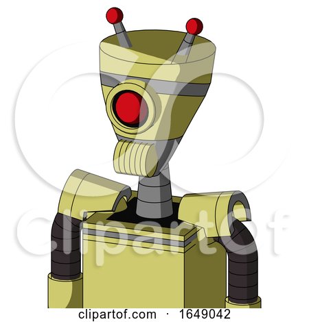 Yellow Robot with Vase Head and Speakers Mouth and Cyclops Eye and Double Led Antenna by Leo Blanchette