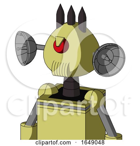 Yellow Robot with Rounded Head and Speakers Mouth and Angry Cyclops and Three Dark Spikes by Leo Blanchette