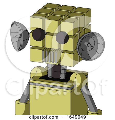 Yellow Robot with Cube Head and Vent Mouth and Two Eyes by Leo Blanchette