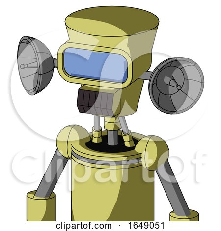 Yellow Robot with Cylinder-Conic Head and Dark Tooth Mouth and Large Blue Visor Eye by Leo Blanchette