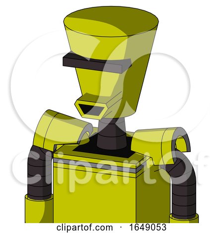 Yellow Robot with Cylinder-Conic Head and Happy Mouth and Black Visor Cyclops by Leo Blanchette