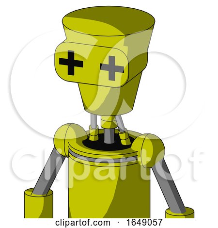 Yellow Robot with Cylinder-Conic Head and Plus Sign Eyes by Leo Blanchette