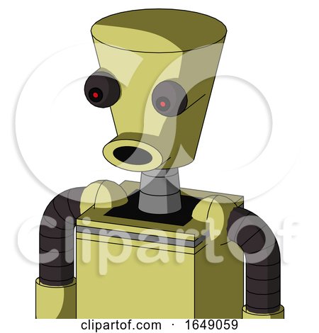 Yellow Robot with Cylinder-Conic Head and Round Mouth and Red Eyed by Leo Blanchette