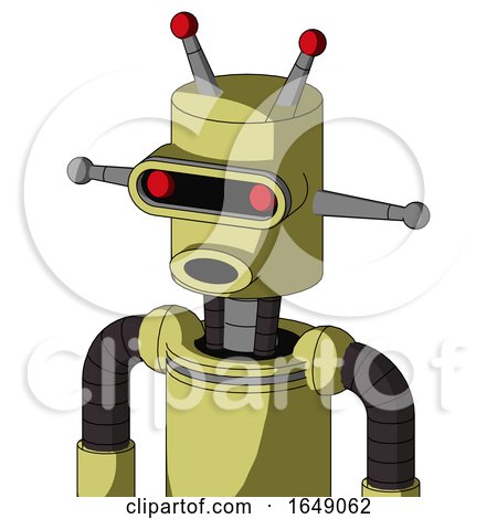 Yellow Robot with Cylinder Head and Round Mouth and Visor Eye and Double Led Antenna by Leo Blanchette