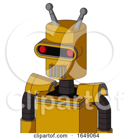 Yellow Robot with Cylinder Head and Vent Mouth and Visor Eye and Double Antenna by Leo Blanchette