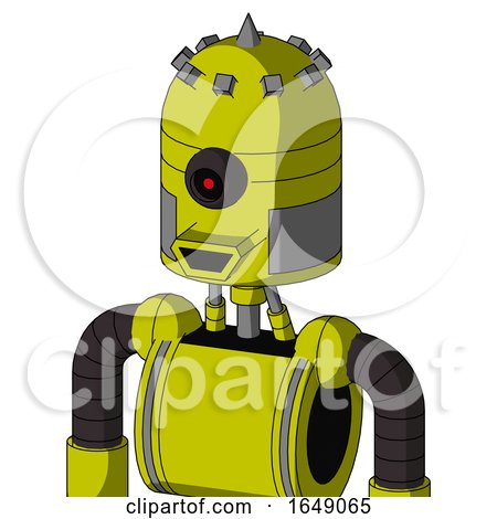 Yellow Robot with Dome Head and Happy Mouth and Black Cyclops Eye and Spike Tip by Leo Blanchette