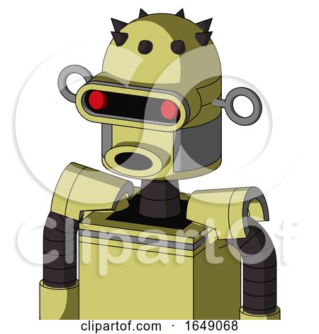 Yellow Robot with Dome Head and Round Mouth and Visor Eye by Leo Blanchette