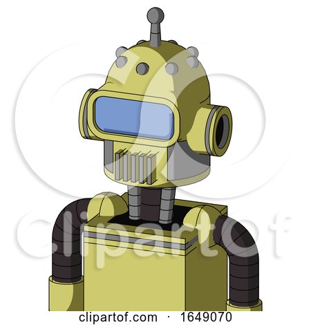 Yellow Robot with Dome Head and Vent Mouth and Large Blue Visor Eye and Single Antenna by Leo Blanchette