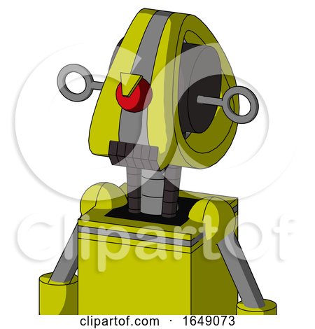 Yellow Robot with Droid Head and Dark Tooth Mouth and Angry Cyclops by Leo Blanchette