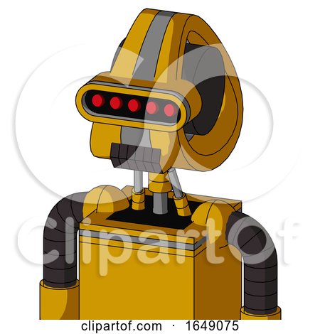 Yellow Robot with Droid Head and Dark Tooth Mouth and Visor Eye by Leo Blanchette