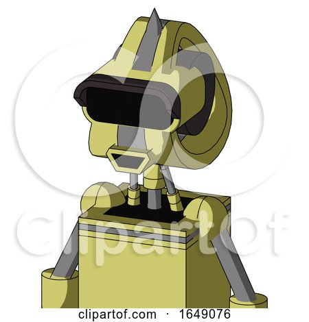 Yellow Robot with Droid Head and Happy Mouth and Black Visor Eye and Spike Tip by Leo Blanchette