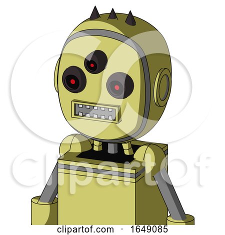 Yellow Robot with Bubble Head and Square Mouth and Three-Eyed and Three Dark Spikes by Leo Blanchette