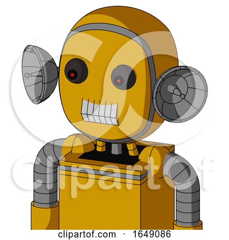 Yellow Robot with Bubble Head and Teeth Mouth and Red Eyed by Leo Blanchette